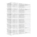 SONGMICS Shoe Boxes, Pack of 18 Stackable Shoe Storage Organizer, Set of 3 Integrated Shoe Cabinets, Foldable and Portable