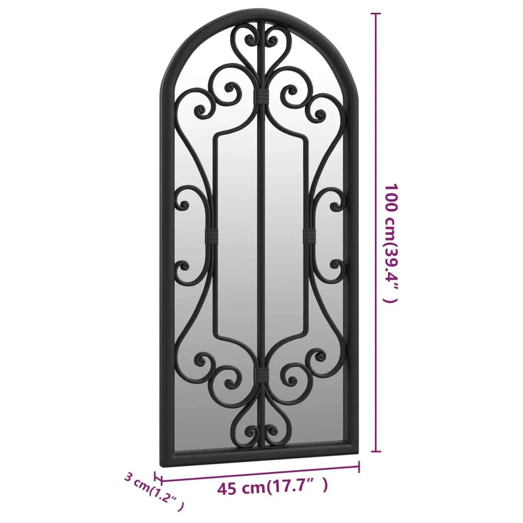 Black Garden Mirror 100x45 cm Outdoor Use, Home Decoration Wall Wall Decoration Living Room Decoration - vue 6 sur 7