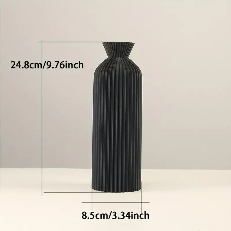 Elegant Black Plastic Vase - Boho Chic Decorative Centerpiece for Home, Office, and Living Room - vue 4 sur 8
