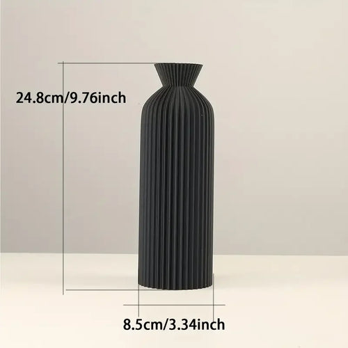 Elegant Black Plastic Vase - Boho Chic Decorative Centerpiece for Home, Office, and Living Room - vue 7 sur 8