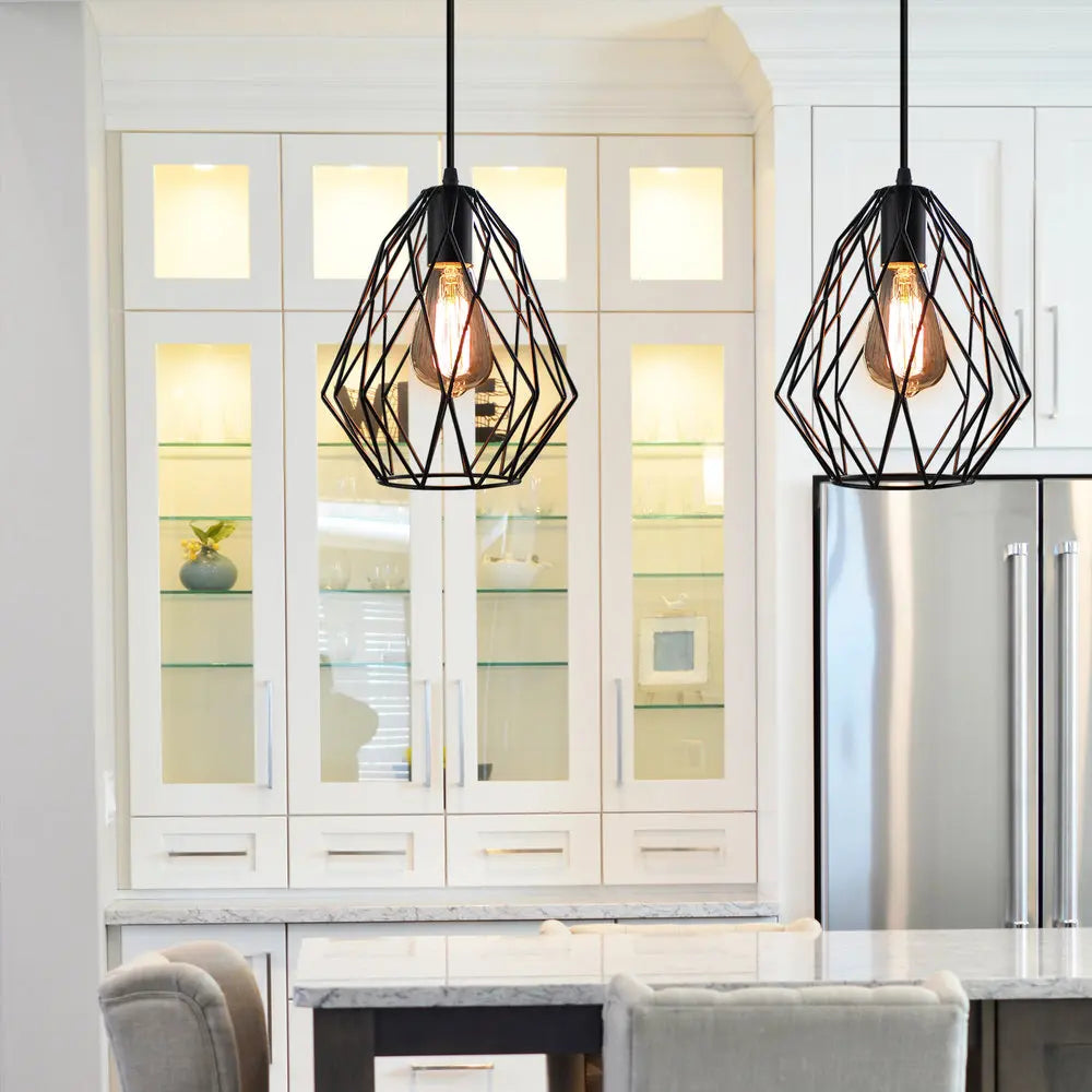 Modern nordic style minimalist industrial iron pendant light - vue 3 sur 10