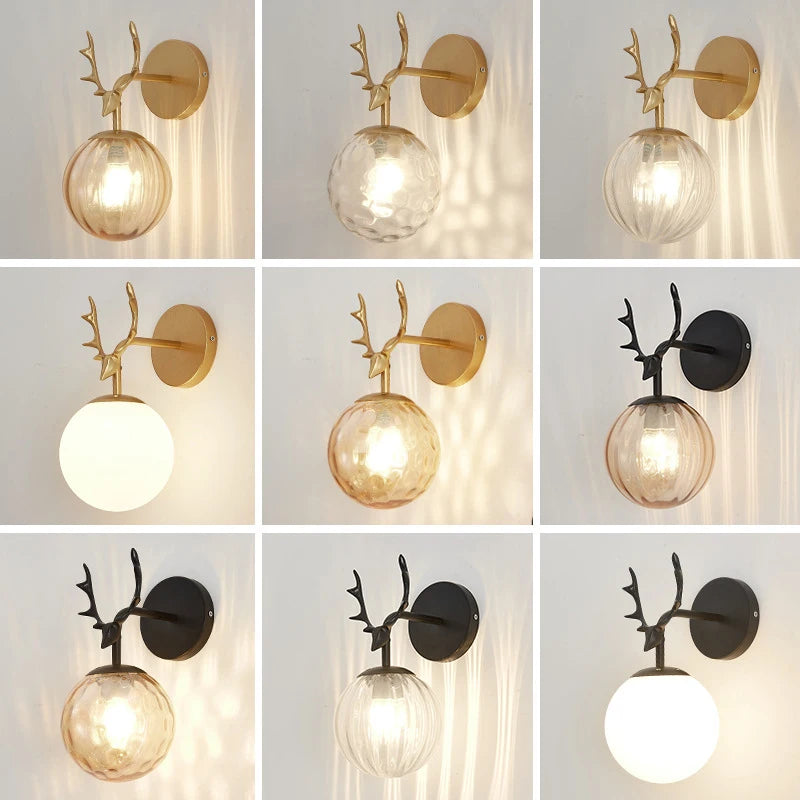 applique murale led rétro boule de verre décorative veilleuse - vue 6 sur 16