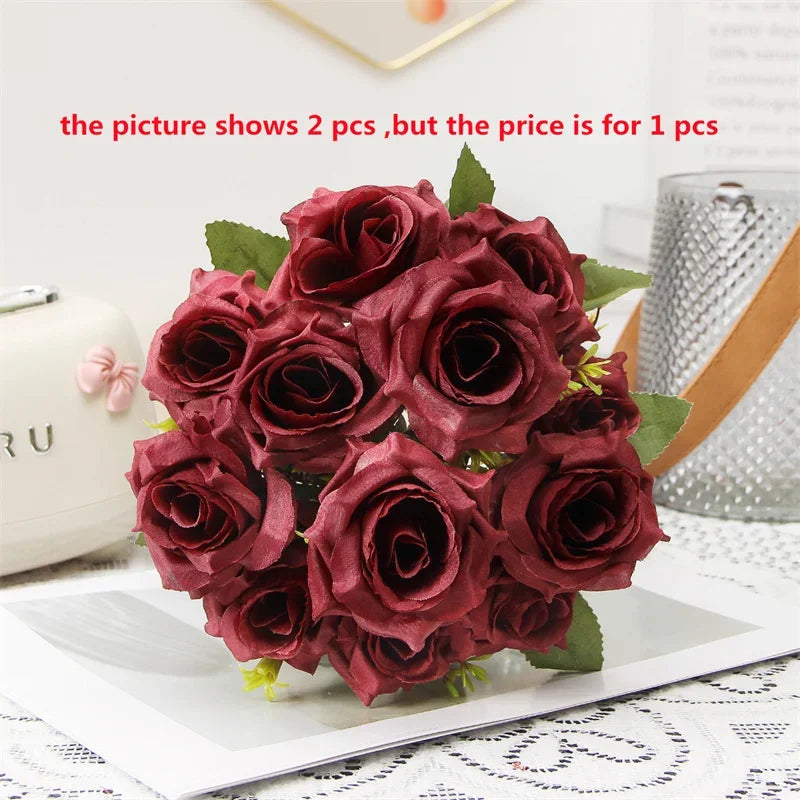 bouquet de roses décoratives en soie parfum de miel pour décoration intérieure - vue 9 sur 12