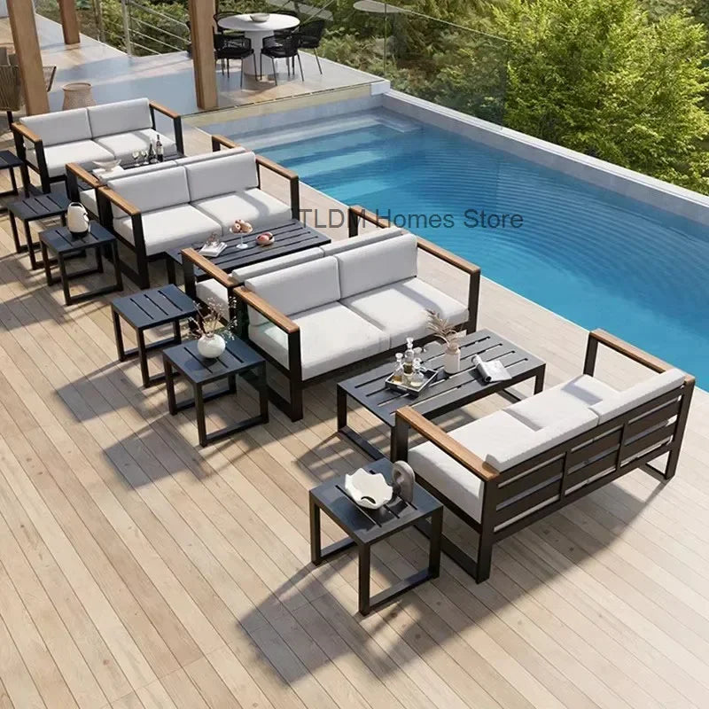 canapés de jardin en aluminium étanche mobilier extérieur combiné - vue 4 sur 18