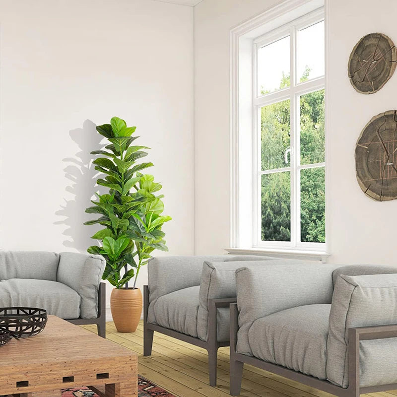 arbre tropical artificiel avec grandes branches et feuilles en plastique - vue 6 sur 12