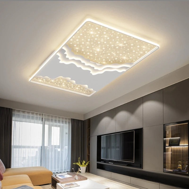 luxe salon plafonnier moderne Intelligent LED décoration intérieure lampes créatif ciel étoilé chambre salle à manger lustre