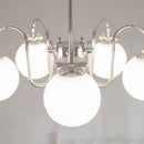 lustre moderne en chrome avec suspension en verre