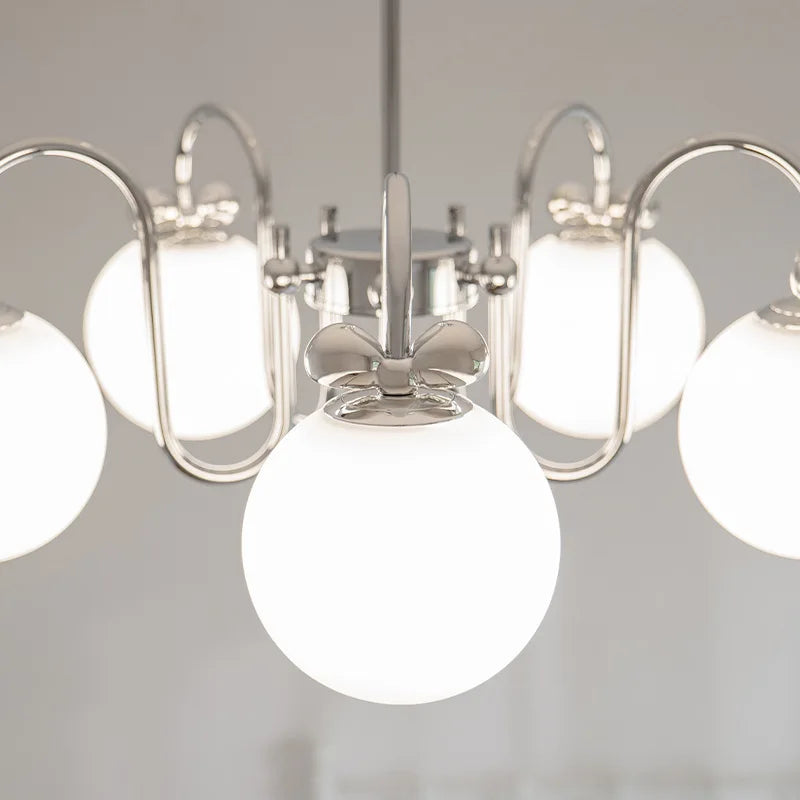lustre moderne en chrome avec suspension en verre - vue 7 sur 12