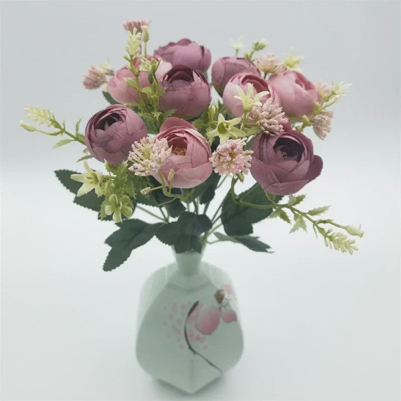 bouquet de roses en soie décoration de jardin fleurs artificielles - vue 4 sur 12