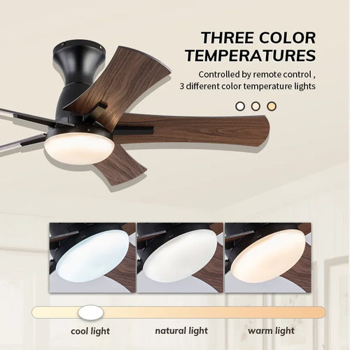 ventilateur de plafond moderne en bois avec télécommande et lumière