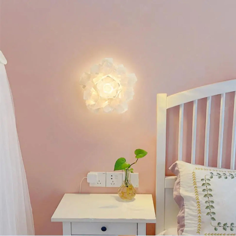applique murale led romantique fleur blanche pour foyer moderne