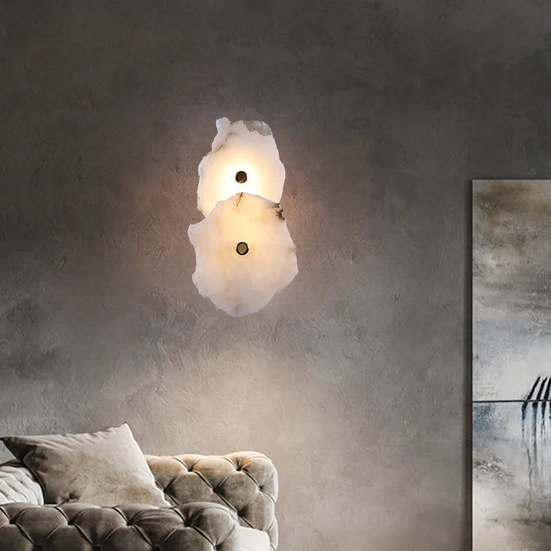 applique murale moderne en laiton et marbre naturel design luxe - vue 4 sur 12