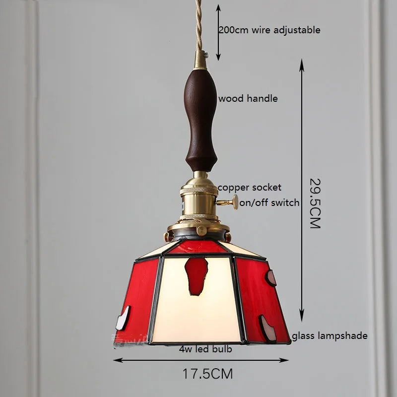 Nordic vintage handheld lamp with coloured glass and copper - vue 25 sur 29