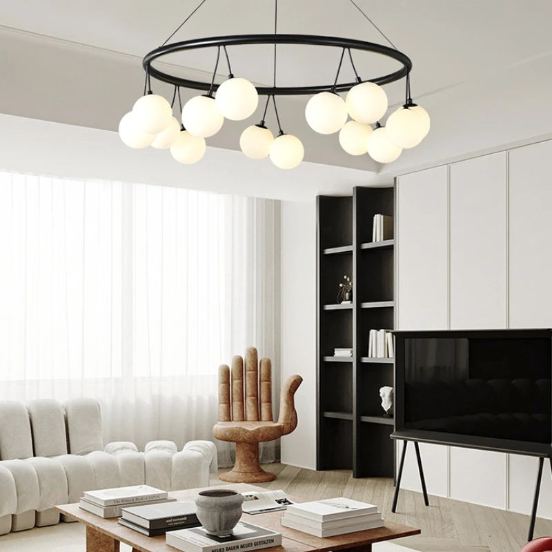lustre led moderne en verre pour décoration intérieure - vue 4 sur 9