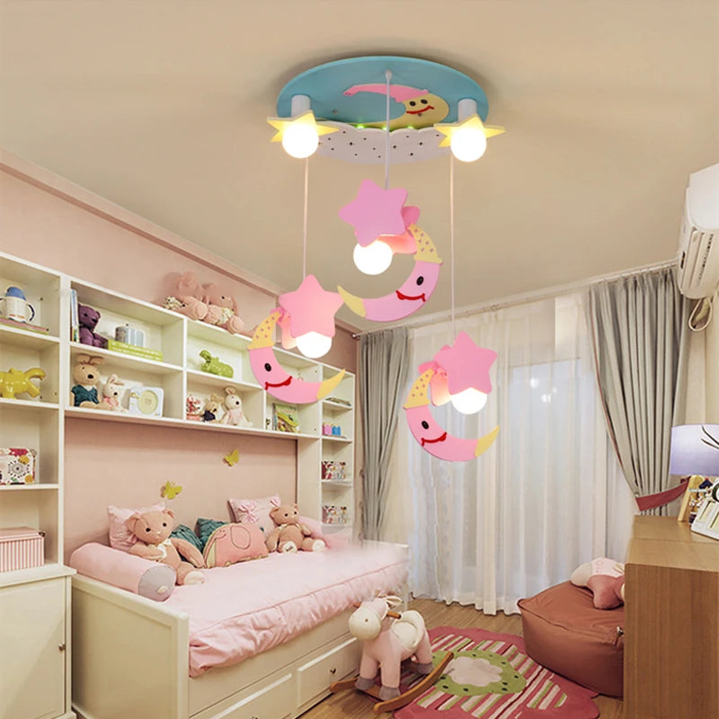 plafonnier lune kawaii pour chambre fille design scandinave moderne - vue 3 sur 8