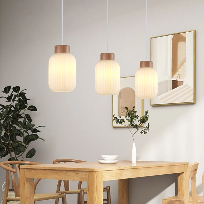 suspension en bois et verre style nordique moderne décoratif intérieur - vue 3 sur 9