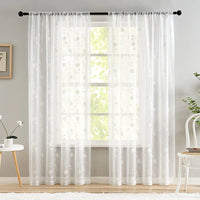 Voilage tulle brodé floral léger pour salon chambre
