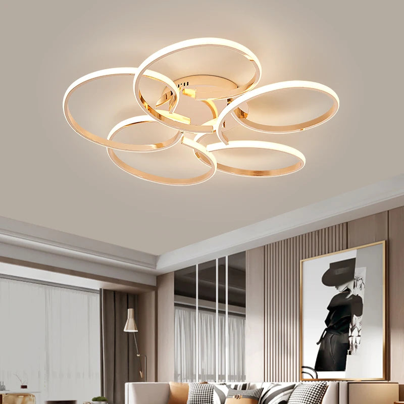 Plafonnier moderne à LEDs lumières pour salon chambre étude salle éclairage intérieur plafonnier Chrome/plaqué or - vue 5 sur 12