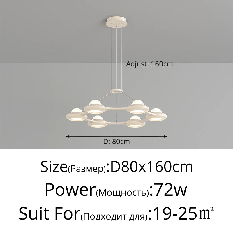 lustre moderne minimaliste trois têtes style crème italienne - vue 13 sur 12