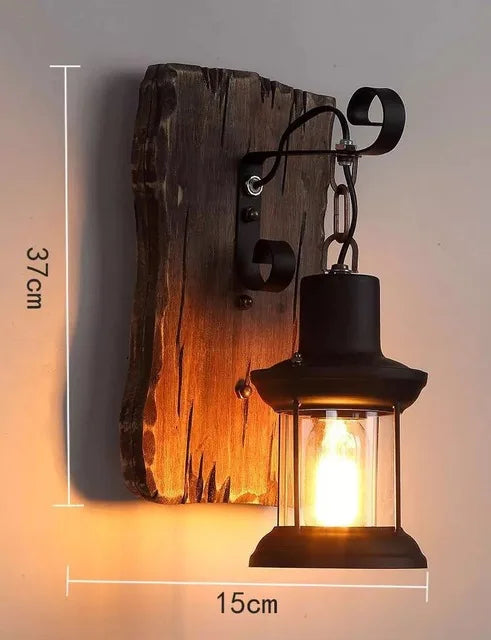 Applique murale LED industrielle rétro en bois - vue 11 sur 21