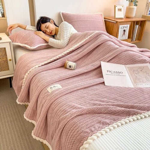 Plaid polaire doux tricoté pour canapé et chambre