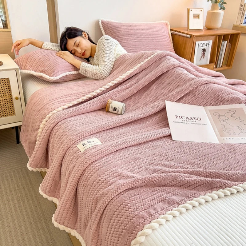 Plaid polaire doux tricoté pour canapé et chambre - vue 5 sur 7
