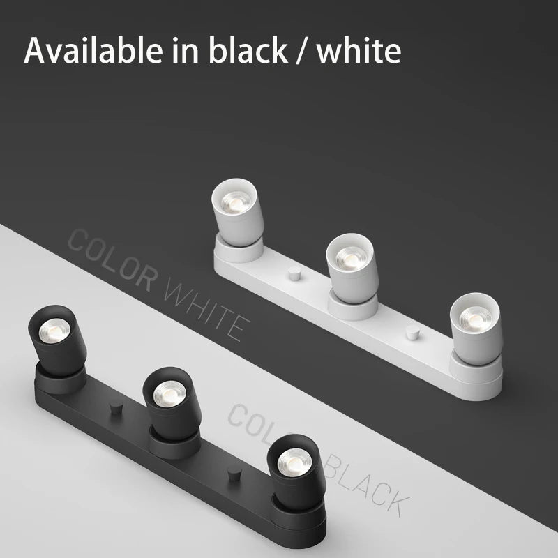 led projecteurs montés en surface spots rotatifs applique murale sur rail - vue 3 sur 5