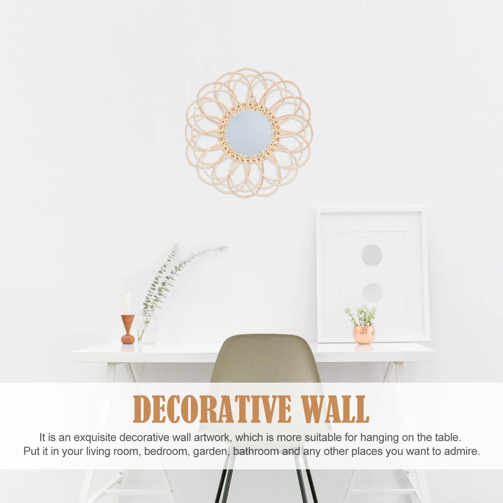 miroir décoratif en osier design tendance tissé en verre - vue 8 sur 7