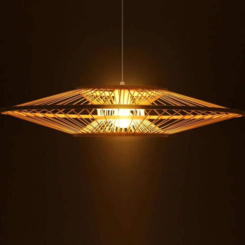 lustre en bambou d'art pour décoration et éclairage - vue 5 sur 8