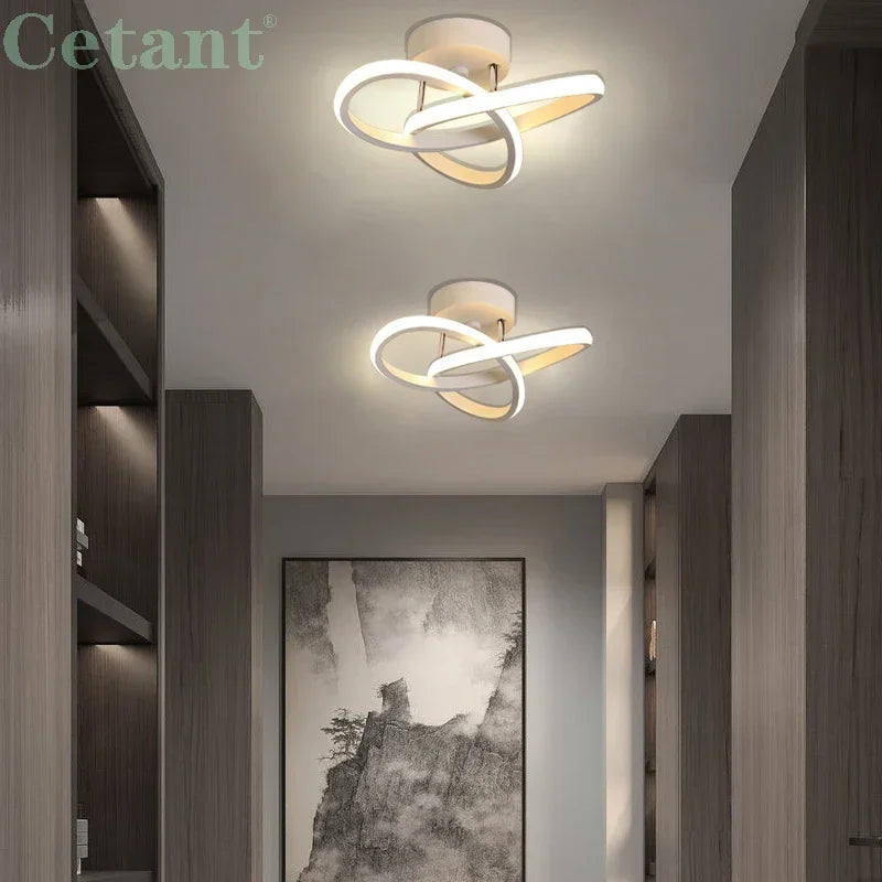 Plafonnier LED moderne ligne lampes allée escalier couloir balcon vestiaire entrée hôtel couloir décor à la maison LED éclairage Lustre - vue 4 sur 10
