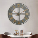 horloge murale moderne 3D rétro avec chiffres romains en métal silencieuse