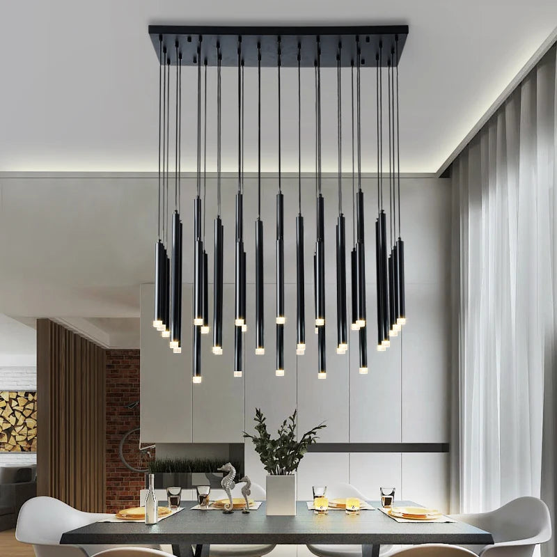 lustre nordique moderne en acier inoxydable pour villa de luxe - vue 2 sur 10
