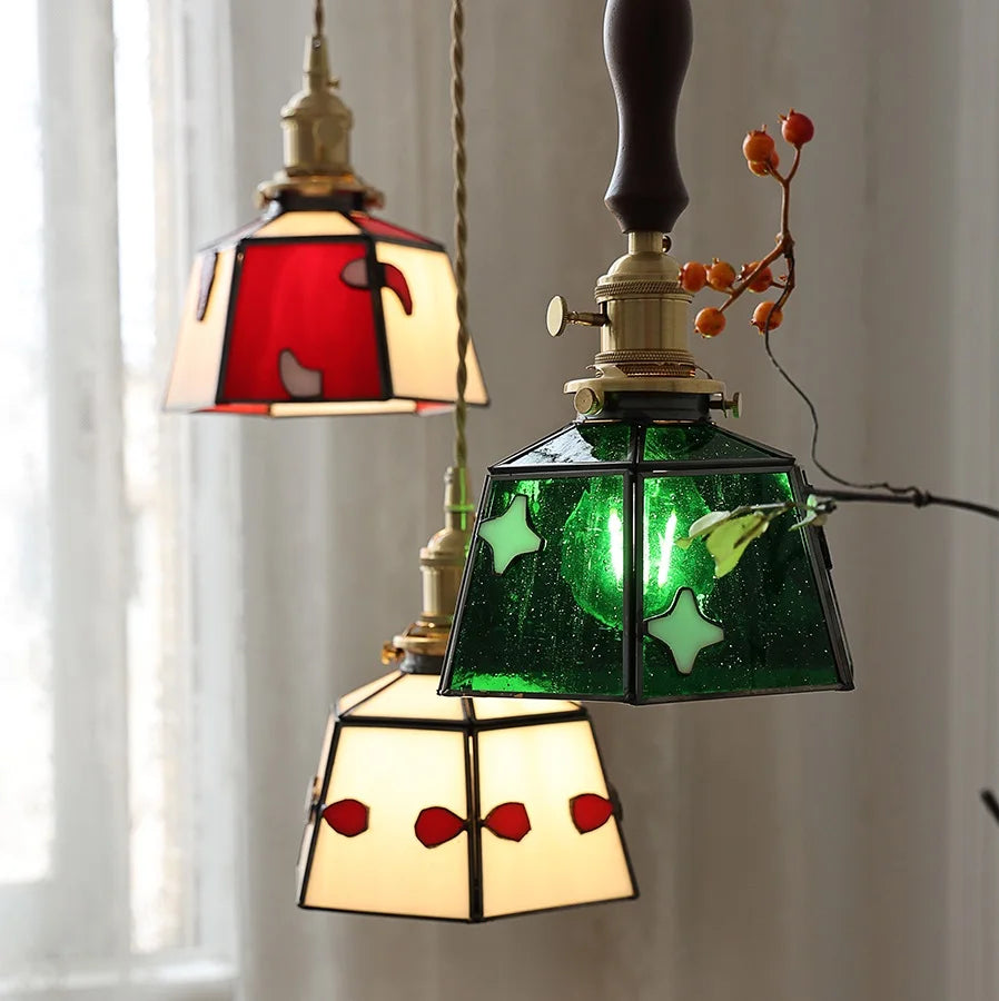 Nordic vintage handheld lamp with coloured glass and copper - vue 5 sur 29