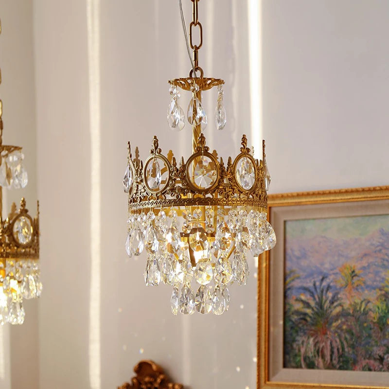 lustre rétro en cristal pour éclairage intérieur décoratif - vue 7 sur 14