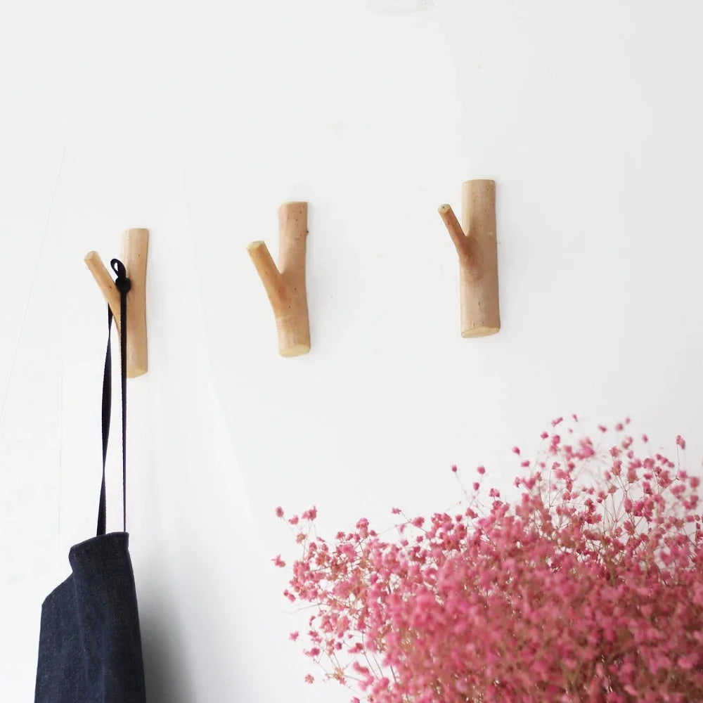 crochet mural en bois pour suspendre vêtements et clés décoratifs - vue 6 sur 6