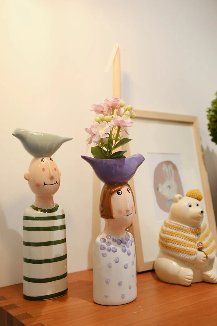 vase en céramique sculpture décorative pour fleurs et mariage - vue 4 sur 8