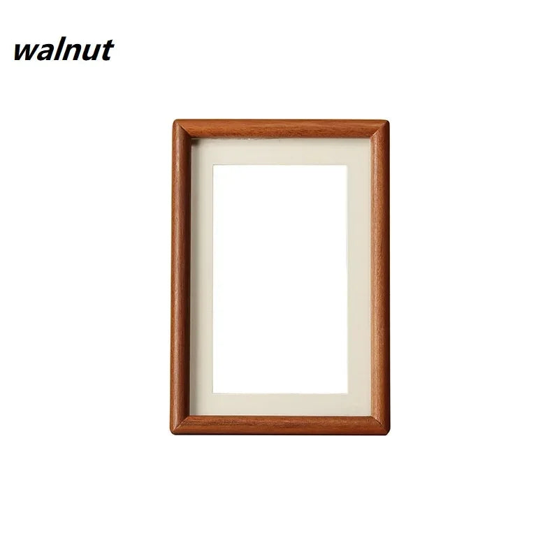 Solid Wood Round Corner Picture Frame, Walnut and Golden Sandalwood, Minimalist Design, Tabletop, Home Decor - vue 15 sur 17