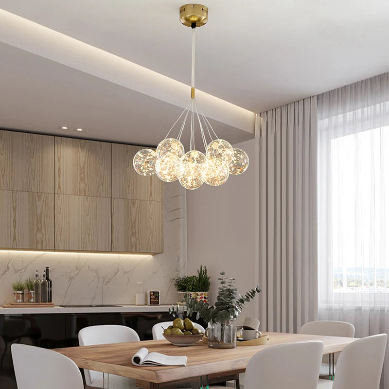 lustre en verre design créatif éclairage intérieur élégant led - vue 4 sur 12