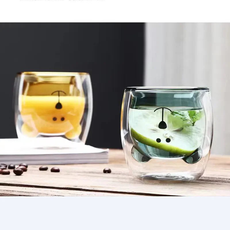 Tasse verre double paroi motifs animaux 3d 250ml