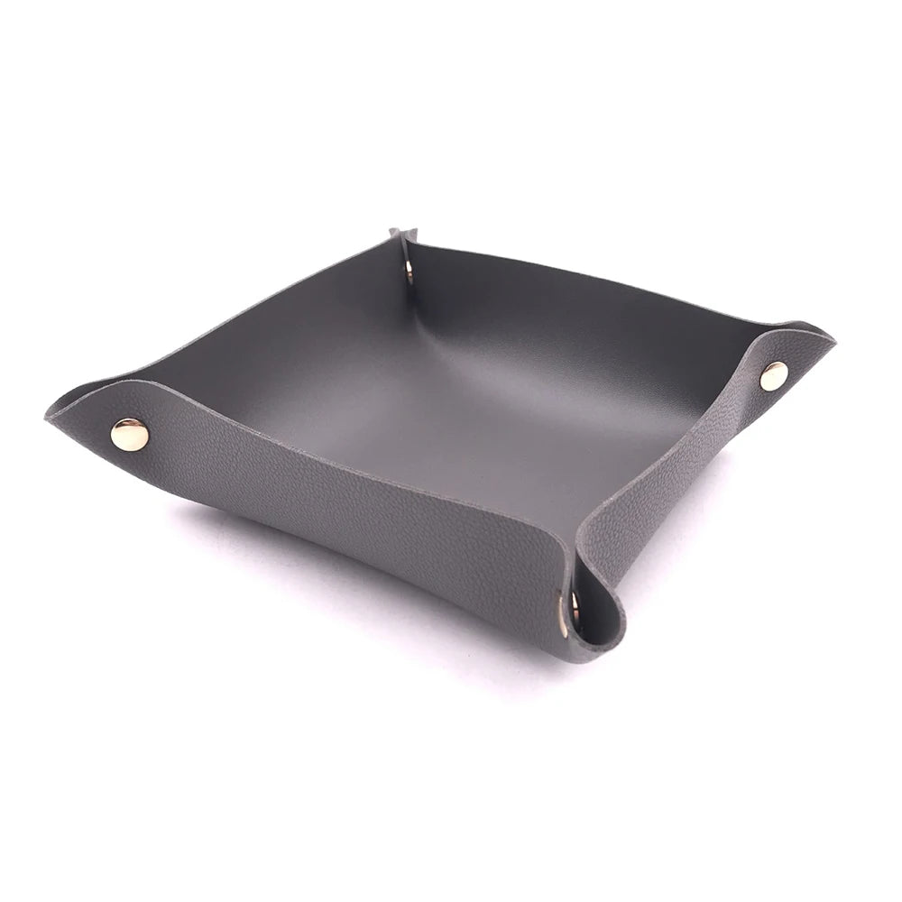 plateau pliable en cuir pour rangement divers et décoration - vue 10 sur 13
