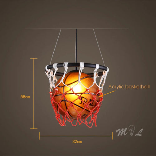suspension en acrylique avec design panier de basket-ball