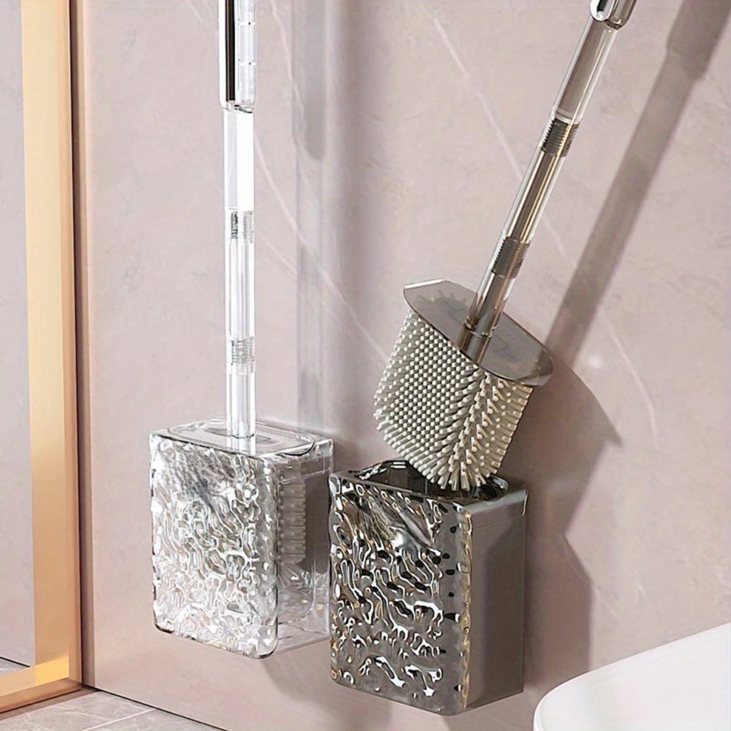 Luxury Glacier Pattern Toilet Brush, Household Toilet Brush With No Dead Angle, Bathroom Toilet Cleaning Tool, Wall-mounted Toil