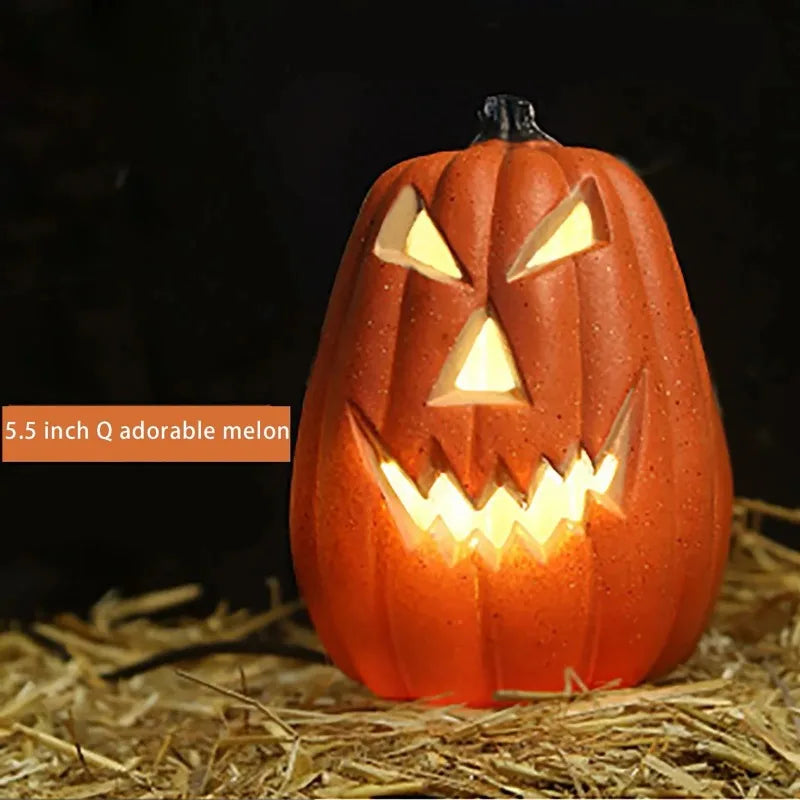 Halloween LED Pumpkin Lantern, LED Light Lamp Lantern Home Props Bar, Halloween Decor LED Lantern Scene Layout Home Decoration - vue 2 sur 6