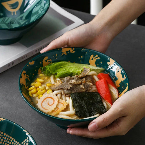 Bol ramen japonais céramique motifs floraux 1 2l