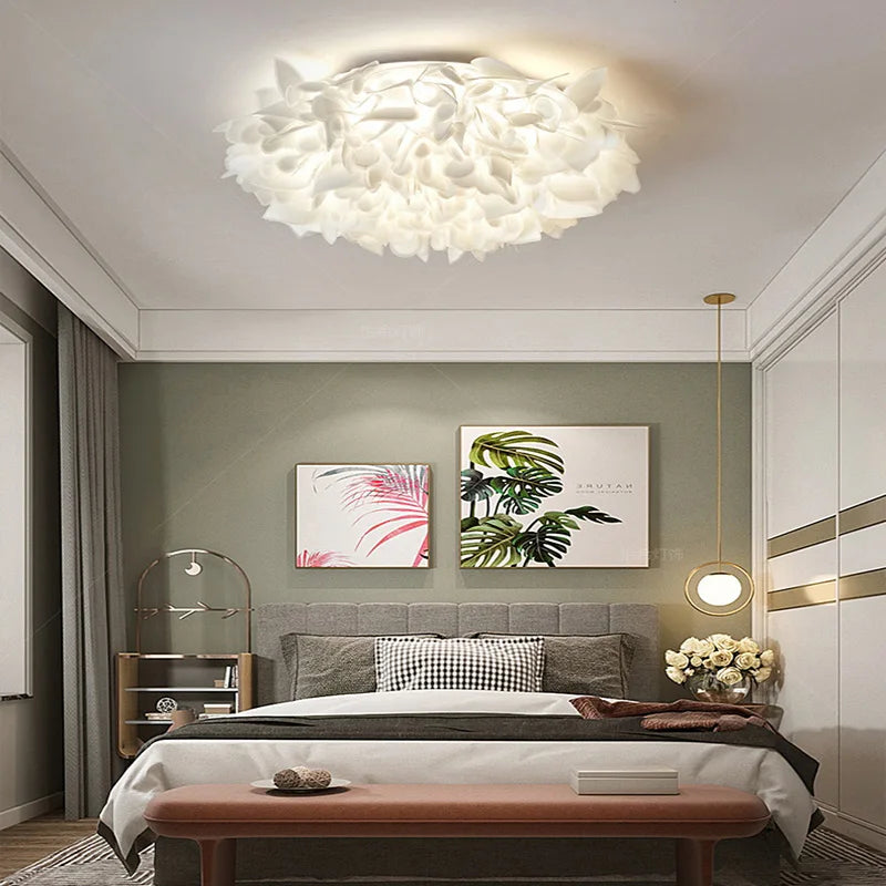 plafonnier led fleur romantique avec télécommande gradation pvc