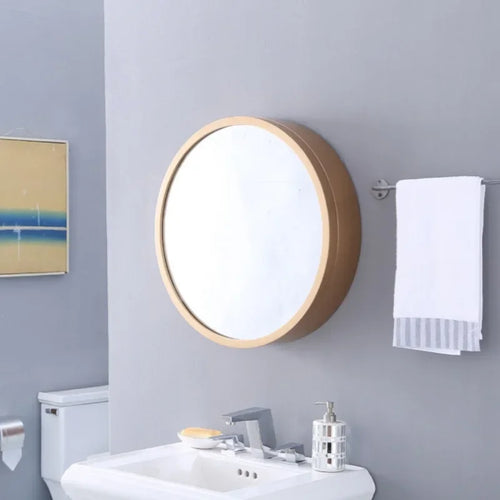 armoire de rangement murale avec miroir décoratif rond - vue 9 sur 8