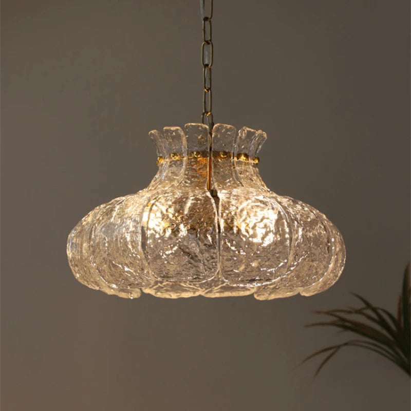 lustre rétro nordique tout cuivre verre design vintage luxe - vue 7 sur 7