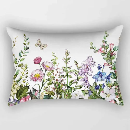 housse de coussin rectangulaire imprimée fleurs tropicales 30 x 50 cm