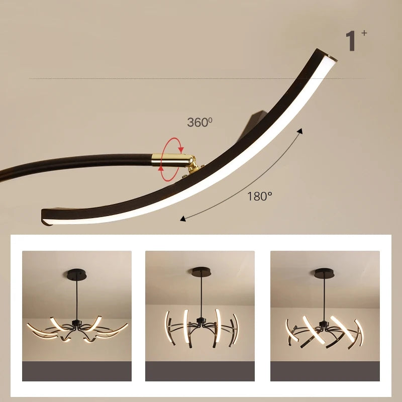 lustre led moderne éclairage intérieur lampes luminaires - vue 11 sur 18