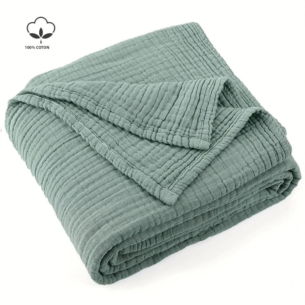 plaid coton mousseline léger boheme respirant canapé lit - vue 2 sur 7